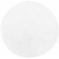 Läufer Teppich Weiß Polyester ⌀ 140 cm Rund Hochflor Modern Maschinengetuftet Fußbodenheizung Geeignet Wohnzimmer Schlafzimmer Flur - Weiß