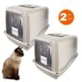 GarPet Katzentoilette 2x Katzenklo mit Deckel XXL große Katzen Toilette Haube Klo Doppelpack