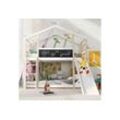 BlingBin Kinderbett Baumhaus mit Rutsche & Leiter 90 x 200 cm Hochbett für Kinder (1er Set