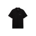 TOM TAILOR DENIM Herren Relaxed Poloshirt mit Logo Print, schwarz, Uni, Gr. XXL