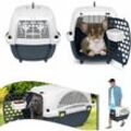 Yardin - Transportbox Katze Hundebox Katzenbox aus Kunststoff, Katzentransportbox Transportbox Hund mit Tragegriff und Napf, für Kleine Haustiere bis