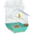 Vogelkäfig, Käfig für kleine Kanarienvögel, Sitzstangen & Futternäpfe, 50 x 42,5 x 33,5 cm, hellblau/mintgrün - Relaxdays