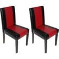 Neuwertig] 2er-Set Esszimmerstuhl Küchenstuhl Stuhl Littau schwarz-rot, dunkle Beine - black
