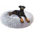 Minkurow - Luxuriöses rundes Haustierbett/Nest für Hunde und Katzen, einfach zu waschendes Kissen mit Reißverschluss für Katzen/Hunde, hellgrau, 80 cm