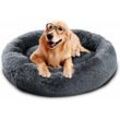 Luxuriöses rundes Haustierbett/Nest für Hunde und Katzen, einfach zu waschendes Kissen mit Reißverschluss für Katzen/Hunde, dunkelgrau, 60 cm