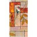 Wandbild ARTLAND "Vogel auf einem Ast II" Bilder Gr. B/H: 75 cm x 150 cm, Wandaufkleber - Vinyl Vögel Hochformat, 1 St., orange Kunstdrucke