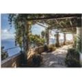 Wandbild ARTLAND "Garten der Villa San Michele auf Capri" Bilder Gr. B/H: 120 cm x 80 cm, Alu-Dibond-Druck Gebäude Querformat, 1 St., grün Kunstdrucke