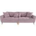 Big-Sofa HOME AFFAIRE "Penelope Luxus" Sofas Gr. B/H/T: 264 cm x 90 cm x 107 cm, Lu x us-Microfaser weich, rosa (flamingo) XXL Sofas