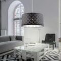 Decken Pendel Leuchte Wohn Ess Zimmer Beleuchtung Textil Design Hänge Lampe schwarz silber