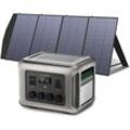 R2500 Solargenerator 2016Wh mit 200W Solarmodul, 4 x 2500W ac Ausgänge (4000 w Spitze), Tragbare Powerstation mit Solarpanel für Stromausfall,
