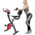 X-Bike, zusammenklappbares magnetisches Heimtrainer, Indoor Cycling Heimtrainer mit Trainingscomputer und Aerobic-Expander, Rot, 63.5x50x121 cm