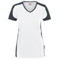 Damen V-Shirt Contrast mikralinar® weiß/anthrazit, l - Hakro