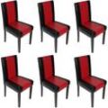 6er-Set Esszimmerstuhl Stuhl Küchenstuhl Littau schwarz-rot, dunkle Beine - black