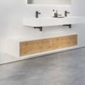 Badmöbel Sideboard Fiona Slim 1600 Weiss matt - Front Eiche-Optik