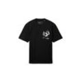 TOM TAILOR DENIM Herren T-Shirt mit Logo Print, schwarz, Logo Print, Gr. XXL