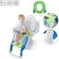 Toilettensitz Kinder mit Treppe Faltbar Toilettentrainer Höhenverstellbar Toilettenaufsatz Kinder wc Trainer mit pu Kissen und Griffen für 1-7 Jahren