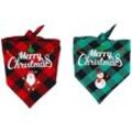 Amirror Smart Ug - 2 Pack Christmas Dog Bandanas - Dreieck Frohe Weihnachtsdruck Plaid Haustier Schal Lätzchen Kerchief Red Black Santa + Green Black