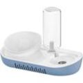 Amirror Smart Ug - in 1 Wasser- und Futternapf – Automatischer Wasserspender mit Futternapf – Katzennapf mit erhöhtem Ständer (Blau)
