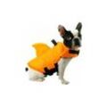 Hunde-Schwimmweste, Sicherheitsweste, Welpen, Haustier, verstellbarer Badeanzug mit Haifischflosse (l, Orange)