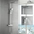 Duschsystem Duschset Dusche mit Thermostat 2 Funktionen Duschsystem Duscharmatur Thermostat Regendusche, Verstellbarer Duschstange - Auralum