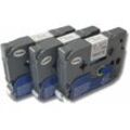 3x Schriftband-Kassette kompatibel mit Brother P-Touch 1250LB, 1250S, 1250VP, 1250VPS, 1260VP, 1280 Etiketten-Drucker 12mm Schwarz auf Weiß - Vhbw