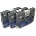 3x Schriftband-Kassette kompatibel mit Brother P-Touch 1230PC, 1250, 1250CC, 1250CCVP, 1250J Etiketten-Drucker 12mm Schwarz auf Weiß - Vhbw