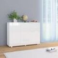 Maisonchic - Sideboard, Kommode, Küchenschrank, Beistellschrank, Anrichte für Wohnzimmer Hochglanz-Weiß 107x35x80,5 cm LLLA415563