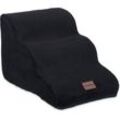 Haustiertreppe 3 Stufen, Hunde & Katzen, HxBxT: 33 x 36,5 x 52 cm, weiche Hundetreppe, Bett, Couch, schwarz - Relaxdays