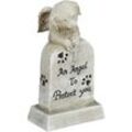 Relaxdays - Grabschmuck Hund, wetterfest, Tier Gedenkstein, mit Kreuz, Hundeengel, Spruch: An Angel To Protect You, creme