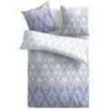 Bettwäsche 2-tlg. ( Raute Blau ) 100% Satin Baumwolle, 135x200cm und 80x80cm Set, kuschelig weicher Bettbezug - mit Reißverschluss - Raute Blau