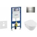 Geberit Duofix - Installationselement für Wand-WC mit Betätigungsplatte SIGMA30, Chrom glänzend/Chrom + Villeroy Boch - WC und WC Sitz, DirectFlush,