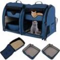 Transporttasche Katze und Hunde, Faltbare Doppelte Abteilung Transportbox, Tragetasche mit abnehmbaren Hängematten, weicher Matratze &