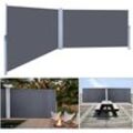 Doppelseitenmarkise ausziehbar -180 x 600 cm Anthrazit Seitenmarkise tüv geprüft uv Reißfestigkeit seitlicher Sichtschutz sichtschutz für Balkon
