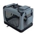 Estexo - Transportbox Hundebox Faltbox xl Transporttasche faltbar Tierbox Hunde Box Grau