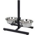 Spetebo - Hunde Futterstation höhenverstellbar - 2 Schüsseln - Futterbar Futternapf Fressnapf Wassernapf für Innen und Außen