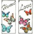 Deko Schmetterlinge Eisen Draußen Wanddeko Garten Aussen Gartendeko Metall für Außen, Home/Love Schriftzug, BxH 29,5 x 69,5 cm, 2er Set