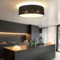 Etc-shop - Design Decken Leuchte Wohn Ess Zimmer Textil Schirm Lampe schwarz-gold im Set inkl. led Leuchtmittel