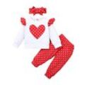 Lapastyle Shirt, Leggings & Haarband Baby Langarm Set mit Rüschen und Herz-Tupfenmuster für Mädchen (Set
