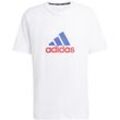 adidas T-Shirt, Logo-Frontpint, für Herren, weiß, L