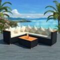 4-tlg. Garten-Lounge-Set Gartenmöbel-Set Terrassen-Sitzgruppe mit Auflagen Poly Rattan Schwarz ZDEH42812 Maisonchic