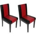 2er-Set Esszimmerstuhl Küchenstuhl Stuhl Littau schwarz-rot, dunkle Beine - black