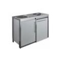 Küchenzeile mit Kochplatte und Kühlschrank METALLINE 120cm, aluminium pulverbeschichtet Moderna