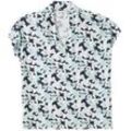 TOM TAILOR Damen T-Shirt mit V-Ausschnitt, blau, Allover Print, Gr. XXL