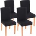 Neuwertig] 4er-Set Esszimmerstuhl Stuhl Küchenstuhl Littau Textil, schwarz, helle Beine - black