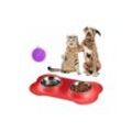 Hundenapf, Doppel-Hundenapf aus Edelstahl mit Silikonmatte, rutschfester Hunde- und Katzennapf, Überlauf- und Auslaufschutz, Futter- und Tränken für