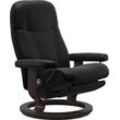 Relaxsessel STRESSLESS "Garda" Sessel Gr. Leder BATICK, Power™ Leg & Back-ohne Akku-Classic Base Wenge, B/H/T: 85 cm x 100 cm x 77 cm, schwarz (black batick) Lesesessel und Relaxsessel