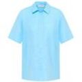 Linen Shirt Bluse in azurblau unifarben, azurblau, 40