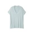 TOM TAILOR Damen T-Shirt mit V-Ausschnitt, blau, Uni, Gr. XXL