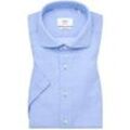 MODERN FIT Linen Shirt in azurblau unifarben, azurblau, 44