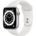 Apple Watch (Series 6) 2020 GPS + Cellular 44 mm - Rostfreier Stahl Silber - Sport loop Weiß